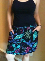 Blue Floral Shorts-to-Skirt Refashion - After