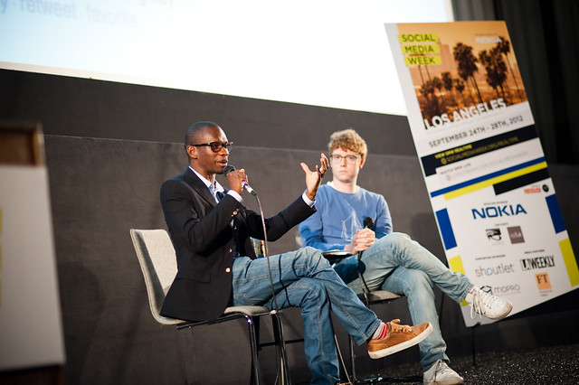 Troy Carter of Atom Factory and D.A. Wallach of Spotify at Social Media Week Los Angeles