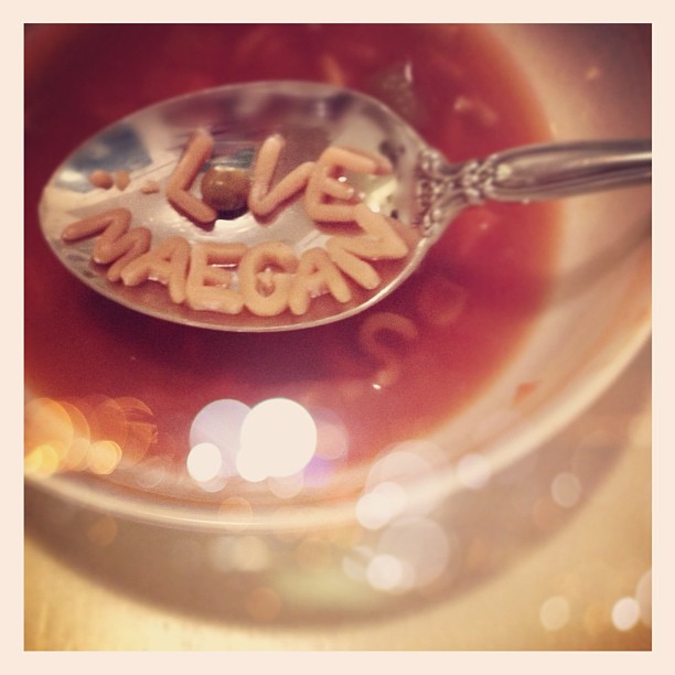 Playing with my food... & yes, I had alphabet soup for dinner ❤ #nojudgement