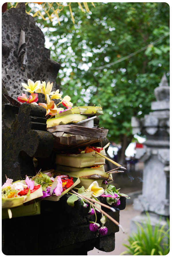 Balinese offerings on altar