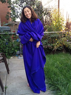deliriously happy with my yardage of violet blue wool coating for Gertie's SAL