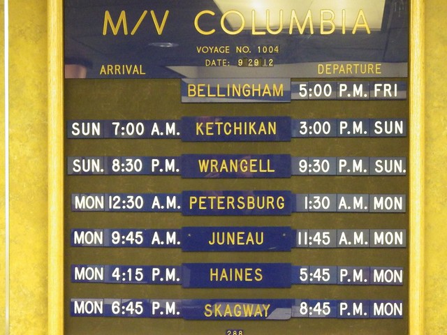 Alaska Marine Highway ferry schedule, MV Columbia