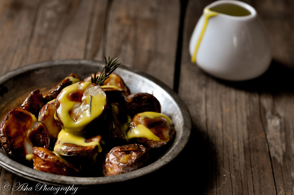 Rosemary roasted potatoes with Saffron Aioli