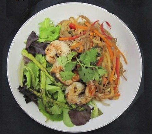 Cold Soba Noodle Salad with Shrimp and Asparagus