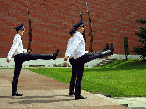 Guards doing the "Goose Step" March