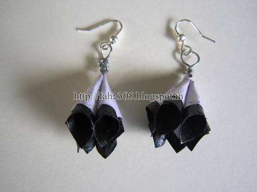 Handmade Jewelry - Paper Cone Earrings (Black and White) (1) by fah2305