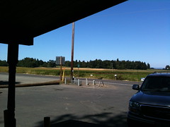 Looking east from the grocery store by the bridge to Sauvie Island