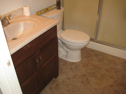 New vanity, toilet & tile in bath