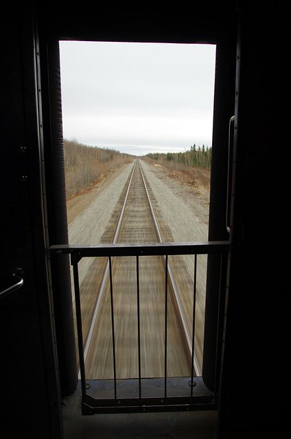 View from back cargo carriage - Alaska Railroad Aurora Winter Train