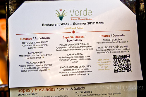 Summer 2012 Restaurant Week Menu at Verde