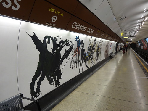 Bakerloo line platform at Charing Cross with art