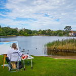 Lady painting Beaulieu Lake