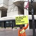 An Amnesty protestor outside FBI HQ