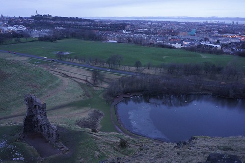Looking down to St Anthony's Chapel and St Margaret's Loch, Edinburgh