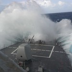 USS Barry navigates around Hurricane Sandy.