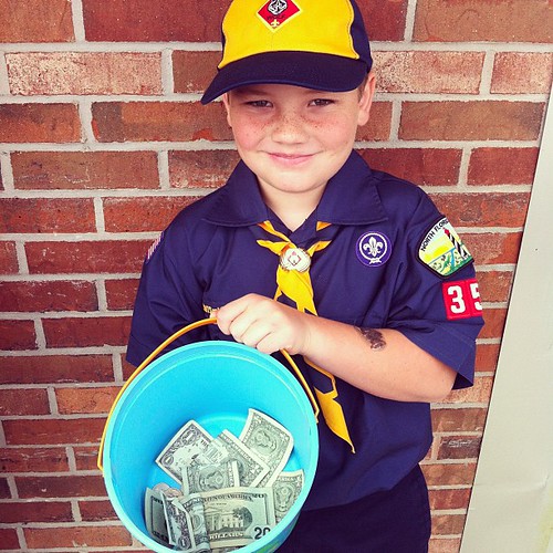 Highlight of the day...a man dropped a twenty dollar bill in the bucket. The boys thought he was the BEST!!! #cubscouts