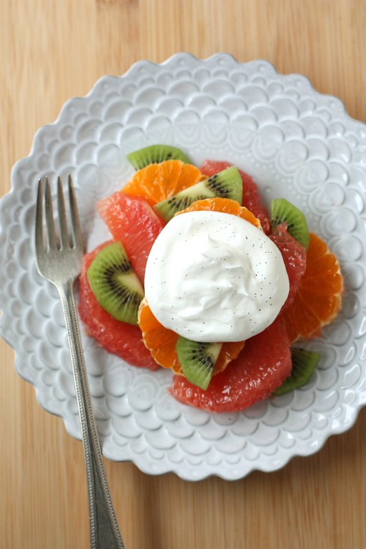 Winter Fruit Salad with Vanilla Whipped Cream
