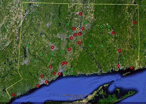 geography of population gains and losses in Connecticut 2000-2010 (via Google Earth)