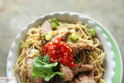 Ginger Scallion Noodles with Spicy Beef