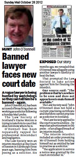 Banned lawyer faces new court date - Sunday Mail Oct 28 2012