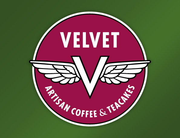 Logo for Velvet Artisan Coffee & Teacakes, by Penina S. Finger