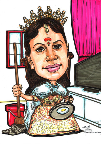 Queen caricature at home