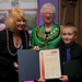 Receiving certificate from Mayor and Mayoress