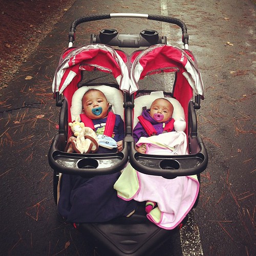 Enjoying my day off by starting with our morning walk! Beautiful fall weather! #hickstwins