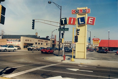 The intersection of West Cermak Road and South Home Avenue facing east.  Berwyn Illinois.  April 1988. by Eddie from Chicago