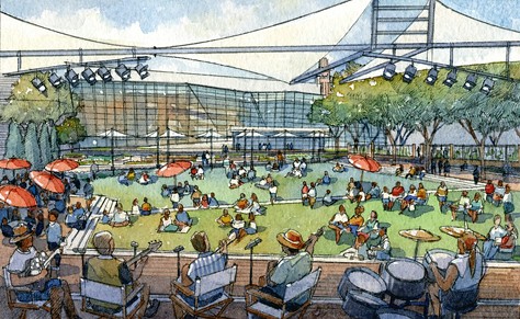 Art Garden, Mississippi Museum of Art, Jackson, supported by Our Town (Rendering by Mike Cherepak from drawings by Ed Blake and Madge Bemiss, courtesy of National Endowment for the Arts) 