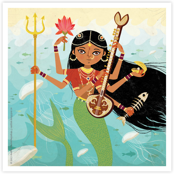 Ragamala Series No.4: 'A Goddess of the Seas' (GREEN)