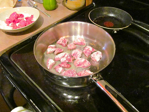 Irish Stew - browning the beef