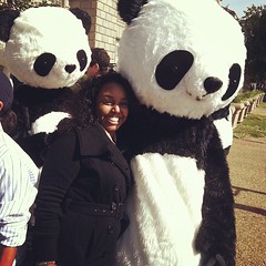 Kim with pandas