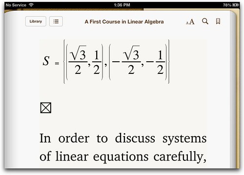 MathML in iBooks3 in iOS6 (big!)