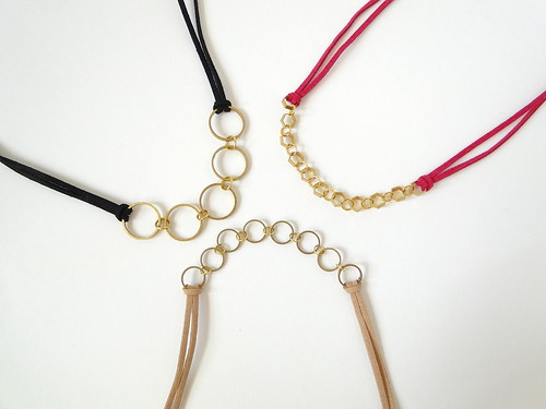 Leather + Cut Metal Necklace Redux by Fabric Paper Glue