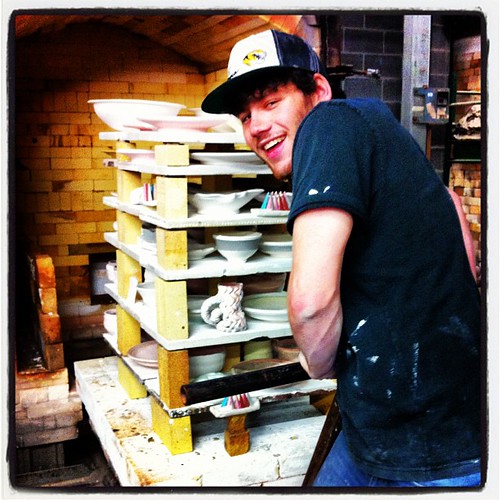 Shane closing the kiln... And then it wouldn't turn on :(
