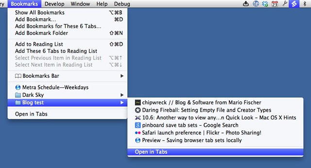 Open folder of tabs in Safari