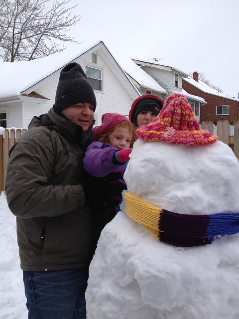 Building a snowman w our friends.
