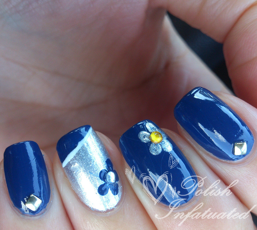blue, flowers and studs1