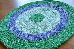 Green and Blue Crochet Rug