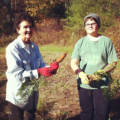 Nana, 74 and Adam, 13 - carrot farmers #unschooling #organicgarden