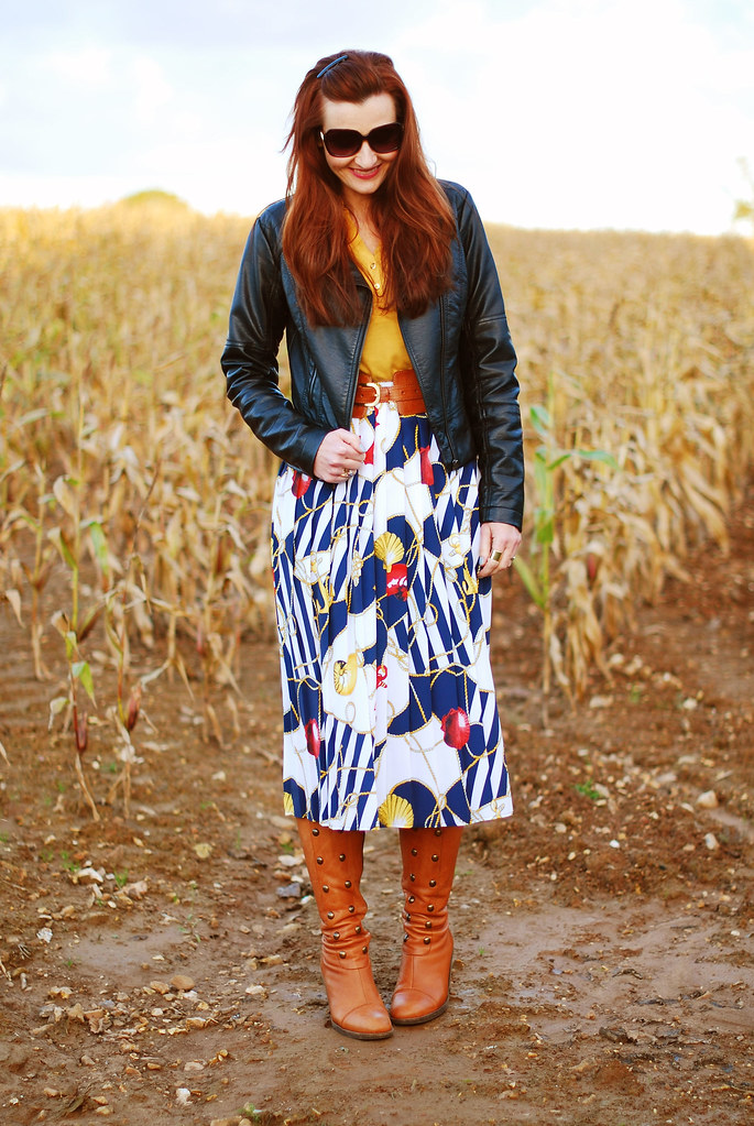 Vintage Skirt & The Perfect Leather Jacket