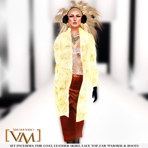 [VM] VERO MODERO _ Beren Fur Coat Set Cream