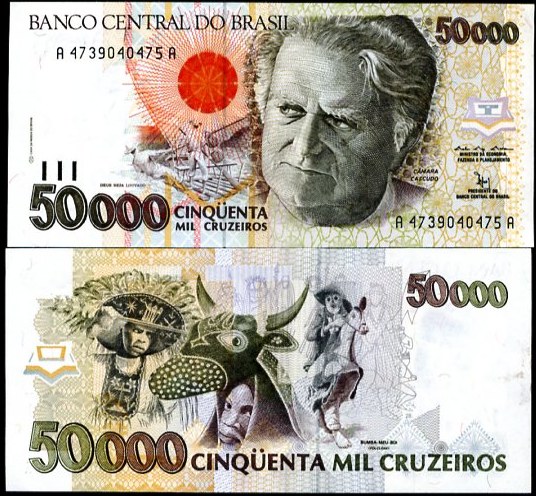 50 000 Cruzeiros Brazília 1992, Pick 234