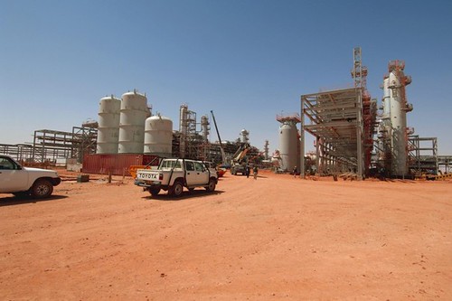 Algerian gas field controlled by BP at Amenas where personnel were seized in solidarity with the people of Mali who are being bombed by France with the assistance of the US, UK and Denmark. The French military actions have widened the war in West Africa. by Pan-African News Wire File Photos