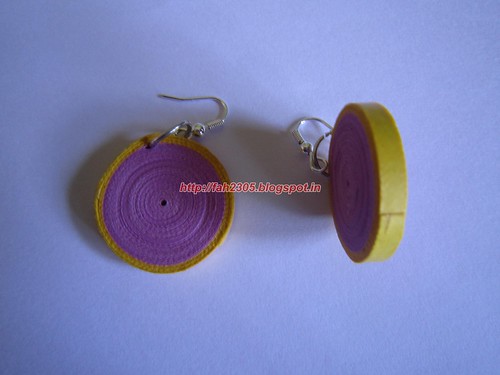 Handmade Jewelry - Paper Disk Earrings (Pink & Yellow)  (2) by fah2305