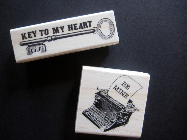 Typewriter and key rubber stamps
