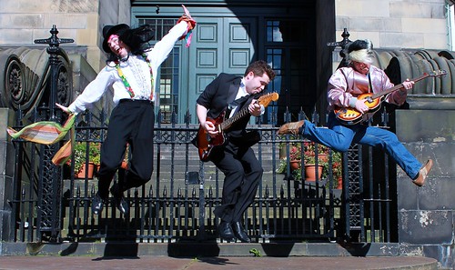 Blair Grandison (George), Fraser Jamieson (Robbie) and Paul Inglis (Sammy) star in Allegro's 2012 production of the Wedding Singer. Publicity photo: Kirsty Sutherland