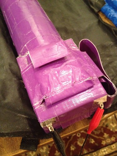 sealed lead acid battery, plus duct tape pouches for money, ID, iphone
