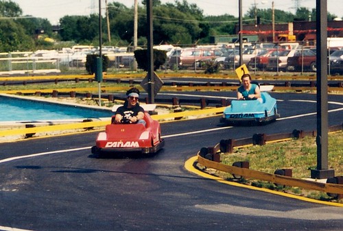 Eddie and Steve racing on the Go Kart track.  Funtime Square.  Alsip Illinois.  May 1988. by Eddie from Chicago